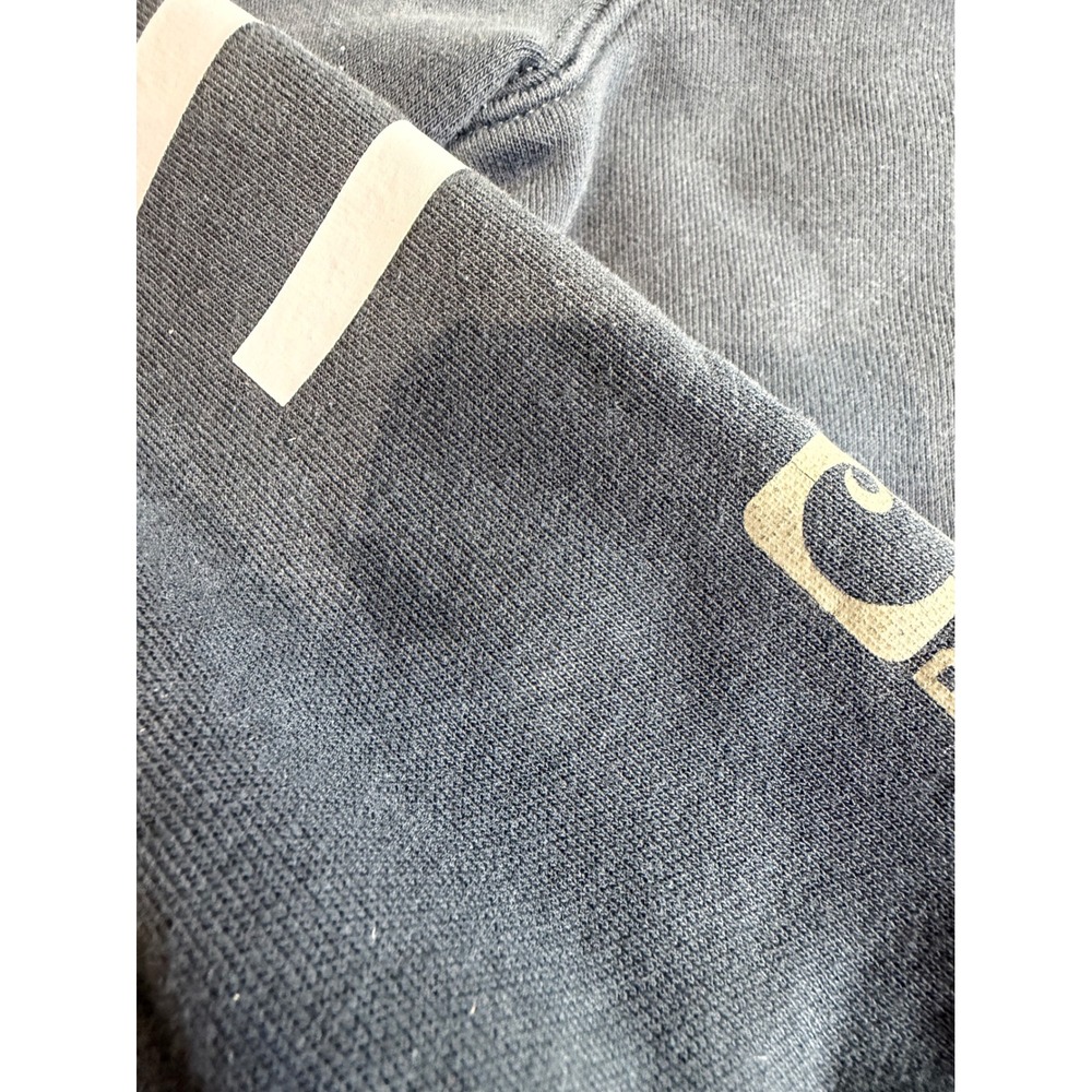 Carhartt Rain Defender Full Zip Hoodie Navy Blue Sleeve Logo Sweatshirt L 12/14 - Picture 6 of 6